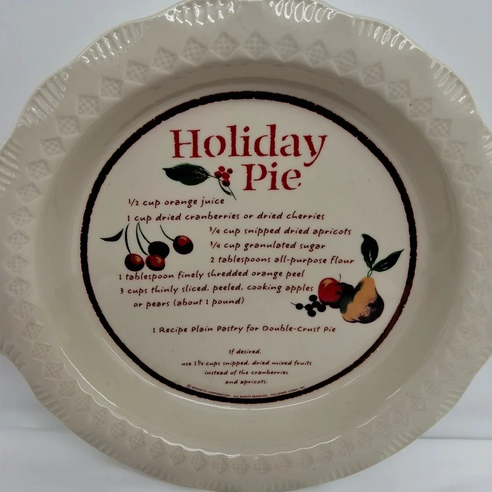 Vtg Hallmark Heritage Holiday Pie Plate Holiday Pie Decorative Recipe Plate